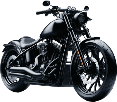 Elegant black motorbike on transparent background png