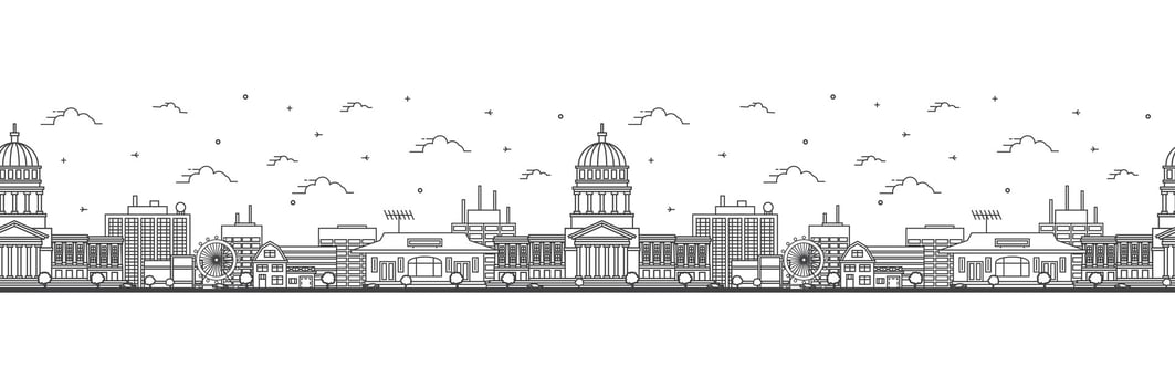 Seamless pattern with outline Olympia Washington City Skyline. Modern Buildings Isolated on White. Olympia USA Cityscape with Landmarks. vector