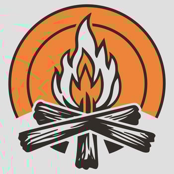 campfire engraving black and white outline bonfire clipart drawing illustration vector