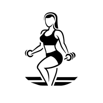 a woman fitness logo concept black color illustration vector