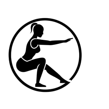 female yoga logo black color illustration, flat style logo concept isolated white background vector