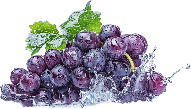 Red Grapes Splashing in Water. png