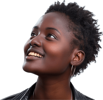 Smiling Woman with Natural Afro Hair. png