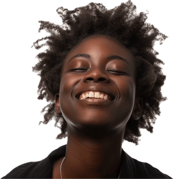 Smiling Woman with Natural Afro Hair. png