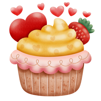 Cupcakes, valentine's day, watercolor clipart illustration with isolated background. Watercolor strawberry cup cake png