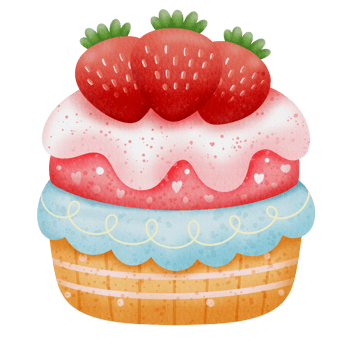 watercolor strawberry cupcake png