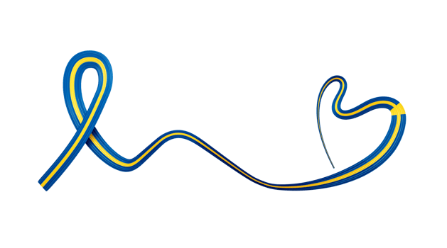 3d Flag Of Sweden Heart Shaped Wavy Awareness Ribbon flag , 3d illustration png