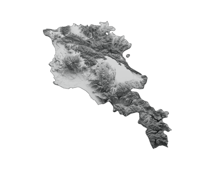 Armenia map Black and white Shaded relief map 3d illustration png