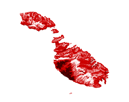 Malta map with the flag Colors White and Red Shaded relief map 3d illustration png