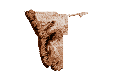 Map of Namibia in old style, brown graphics in a retro style Vintage Style. High detailed 3d illustration png