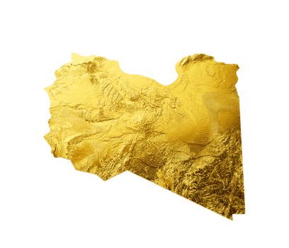 Libya Map Golden metal Color Height map 3d illustration png