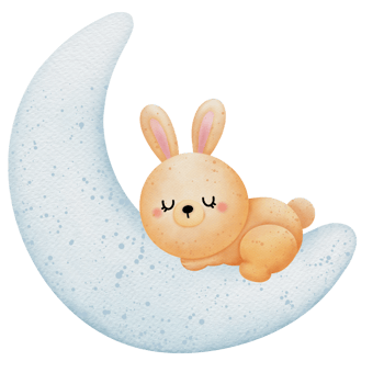 Cute little bunny sleep on moon watercolor hand drawn illustration png