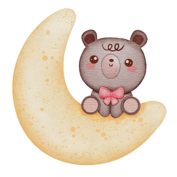 Watercolor Illustration Teddy Bear on the moon png