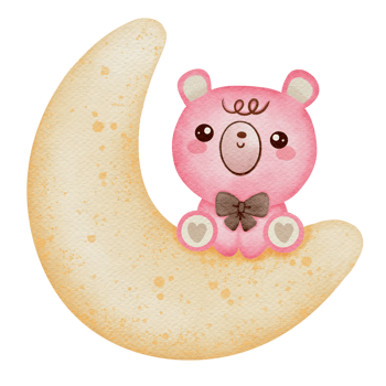Watercolor Illustration Teddy Bear on the moon png