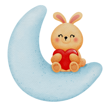 Cute little bunny on moon watercolor hand drawn illustration png