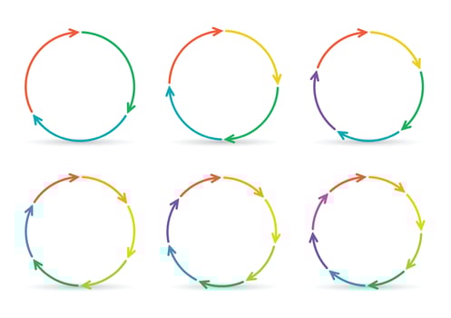 Outline circle arrows for infographic. Template for diagram, graph, presentation and chart. Business concept with 3, 4, 5, 6, 7, 8 options, parts, steps or processes. vector
