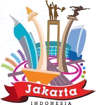 Jakarta illustration, a global city of Indonesia vector