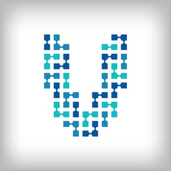 Network connection letter V logo. Creative communication blue tone graphics. Media, digital and technology company. vector