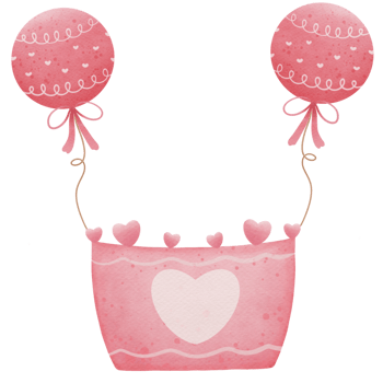 Watercolor pink Hot Air Balloon. Hand drawn illustration of cute aircraft with beige pastel basket for kids design. Drawing on white isolated background png