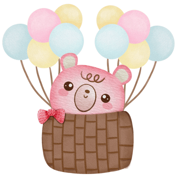 watercolor clipart cute nursery teddy bear with pink balloons png