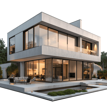 modern house isolated on transparent background png