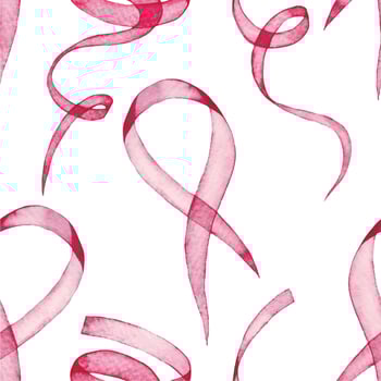 watercolor seamless pattern with transparent pink ribbons. symbol of the fight against breast cancer vector