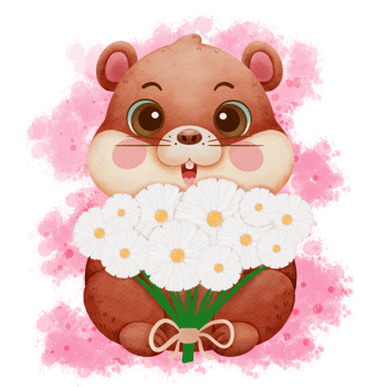 Cute groundhog in watercolor illustration png