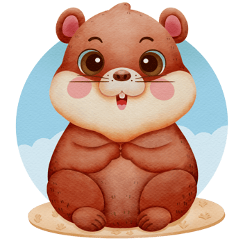 Watercolor of Groundhog clapping illustration of cute png