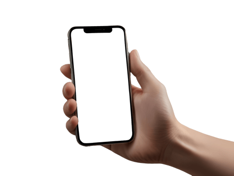 Hand holding smart phone Mockup and screen Transparent png
