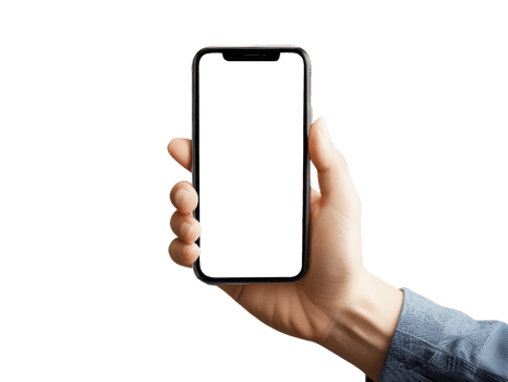 Hand holding smart phone Mockup and screen Transparent png