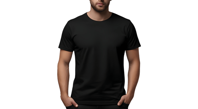 t shirt round neck front, back and side view on transparent background png