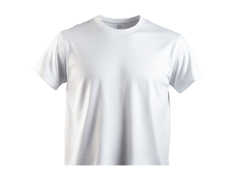 t shirt round neck front, back and side view on transparent background png