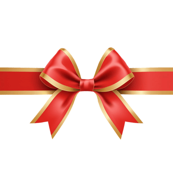 a red ribon and bow on a transparent png
