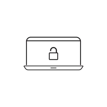 pc or laptop icon with the concept of open lock vector