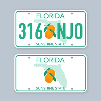 License plate of Florida. Car number plate. stock illustration vector