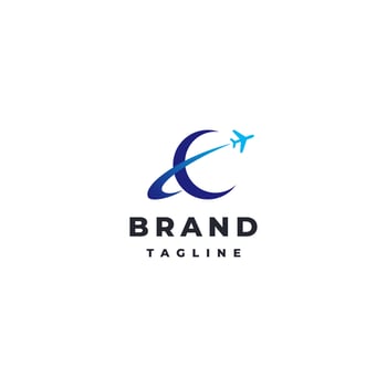 Simple Global Airlines Transportation Logo Design. Airplane Flying Across the Horizon Logo Design. vector