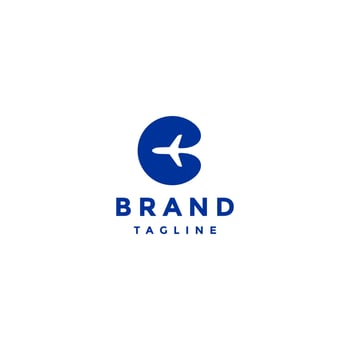 Initial Letter C With Plane Icon Inside Logo Design. Plane Icon Inside Letter C Logo Design. vector