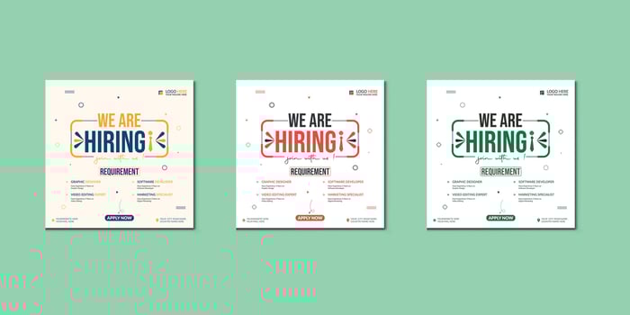 We are hiring job vacancy social media post banner design template with red color. We are hiring job vacancy square web banner design. Pro vector