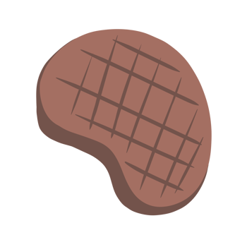 steak icon, cartoon style, isolated on transparent background png