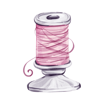 Watercolor spool of thread, vintage sewing tool for fabric, textile, craft png