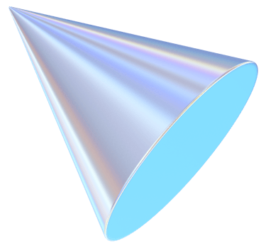 Cone 3D abstract shapes illustration with chrome effects png