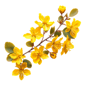 Yellow Autumn Flower Branch on Transparent Background Cut Out Stock Photo Collection png