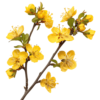 Elegant Yellow Autumn Flower Branch Cut Outs Ready to Use Images png