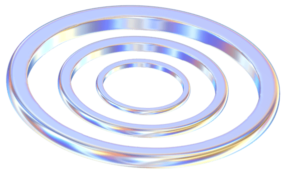 Rings 3D abstract shapes illustration with chrome effects png