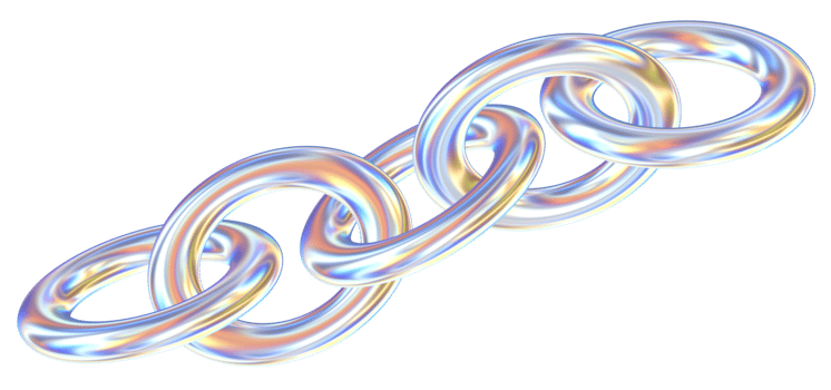 Chain 3D abstract shapes illustration with chrome effects png