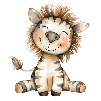 Watercolor illustration of a cute Baby Zebra hand drawn in pastel colors. Drawing of horse with stripes for childish nursery art and baby shower invitations. This African animal for kids birthday png