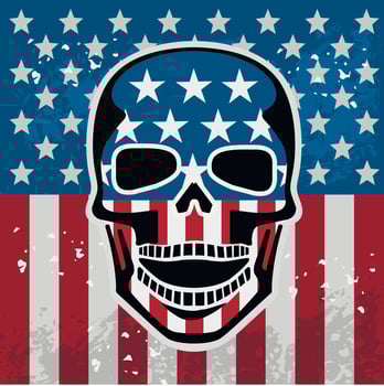 skull and flag of USA, grunge.vintage design t-shirts vector