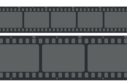 Movie long film strip close up. Cinema and filmmaking concept. illustration vector