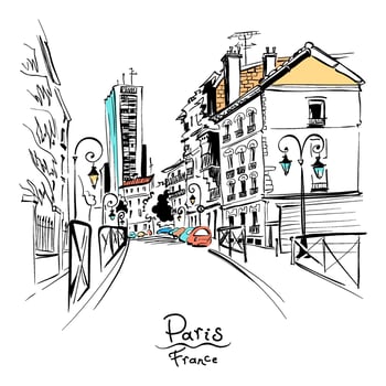 Cozy Paris street, France vector