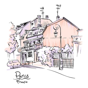 Cozy Paris street, France vector